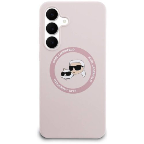 Karl Lagerfeld szilikon Karl&Choupette fejek MagSafe tok Samsung Galaxy S25 FE rózsaszínhez - Image 2