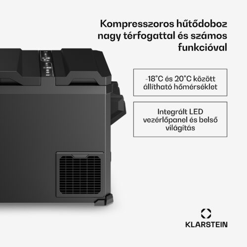 Klarstein Arctiq Duo hűtőtáska | Kompresszorral | 43 liter | 58 doboz | -18-20 °C | Fekete | 78 cm - Image 2