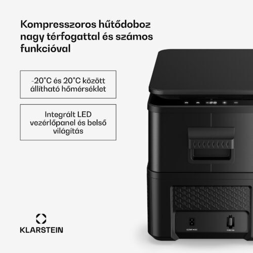 Klarstein Arctiq hűtőtáska | Kompresszorral | 27 liter | 36 doboz | -20 és 20 °C között | Fekete | 60 cm - Image 2