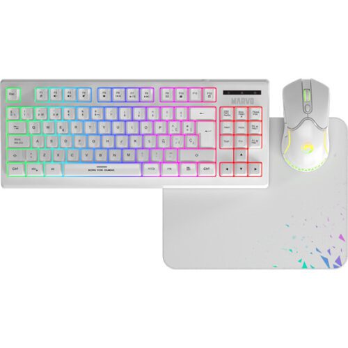 MARVO Loot 30 billentyűzet+egér+egérpad combo - Fehér - UK /Membrán/ - Image 2