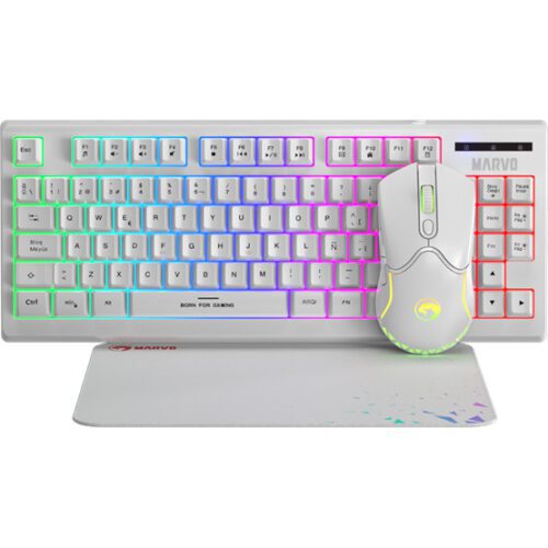 MARVO Loot 30 billentyűzet+egér+egérpad combo - Fehér - UK /Membrán/