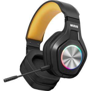 MARVO Pulz 80W vezeték nélküli fejhallgató - fekete - RGB világítás