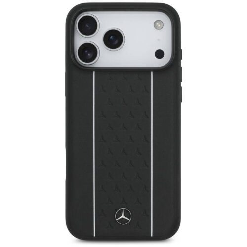 Mercedes bőr csillag mintás csíkok MagSafe tok iPhone 17 Pro Max fekete - Image 2