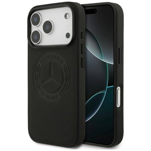 Mercedes bőr vintage logós MagSafe tok iPhone 17 Pro fekete