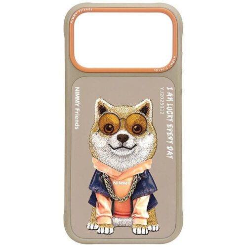 Nimmy szemüveg tok Cool Dog iPhone 17 Pro Max készülékhez bézs színben