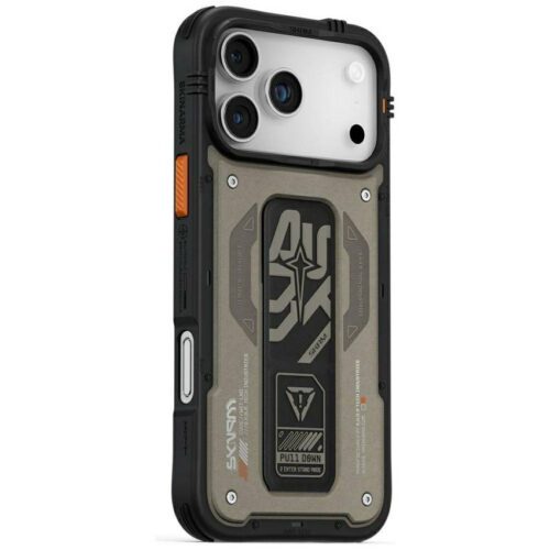 Skinarma Aegis tok iPhone 17 Pro Max készülékhez Mágneses töltés + markolat állvány szürke