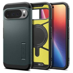 Spigen Tough Armor MAG MagSafe tok a Google Pixel 10 Pro XL-hez zöld színű