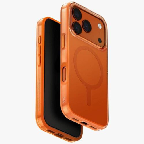 UNIQ Clario tok iPhone 17 Pro Magclick töltés narancssárga színben