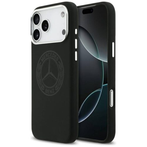 tok Mercedes szilikon Vintage Logo MagSafe iPhone 17 Pro Max-hoz fekete