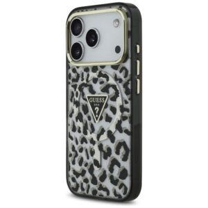 GUESS tok IPHONE 17 Pro kompatibilis MagSafe GUHMP17LHLEGTGLK (PC TPU W/ Leopárd csillogás) fekete