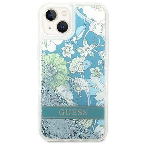 Guess GUHCP14SLFLSN Flower Liquid Glitter tok iPhone 13 / 14 / 15 - zöld - Image 2