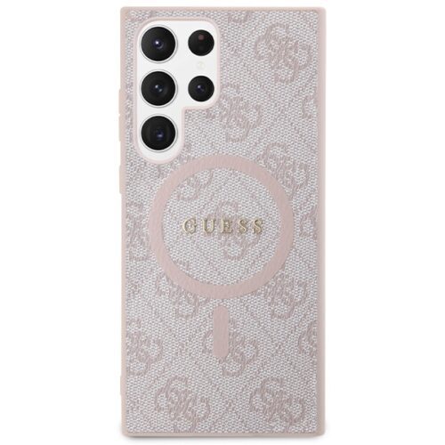 Guess GUHMS24LG4GFRP S24 Ultra S928 rózsaszín keménytok 4G Collection bőr fém logó MagSafe - Image 2