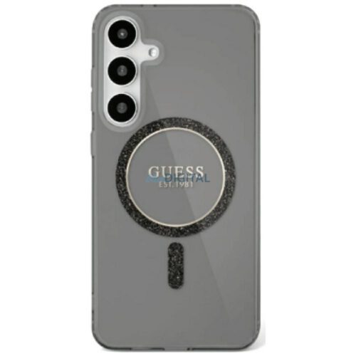 Guess GUHMS25LHFGEREK IML Glitter Circle MagSafe-kompatibilis tok Samsung Galaxy S25 Ultra - fekete