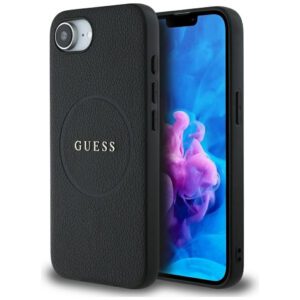 Guess HC MagSafe PU texturált aranygyűrűs tok iPhone 16e