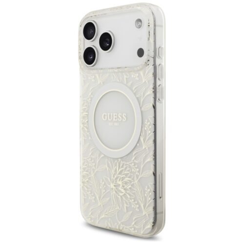 Guess IML Virágok Electro Pearl Strap MagSafe tok iPhone 17 Pro Max Fehér - Image 2