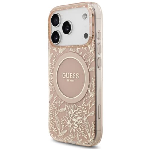 Guess IML Virágok Electro Pearl Strap MagSafe tok iPhone 17 Pro rózsaszín - Image 2