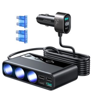 JOYROOM autós töltő 5 USB / 3 szivartöltő / Type-C aljzat (154W