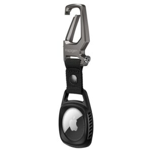 SPIGEN RUGGED ARMOR kulcstartó (rozsdamentes acél karabíner) Apple AirTag FEKETE