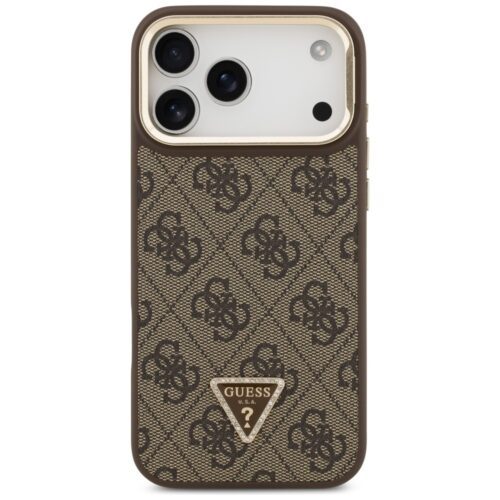 Tojás Guess 4G PU háromszög logó & állvány kamera Magsafe iPhone 17 Pro Max barna - Image 2