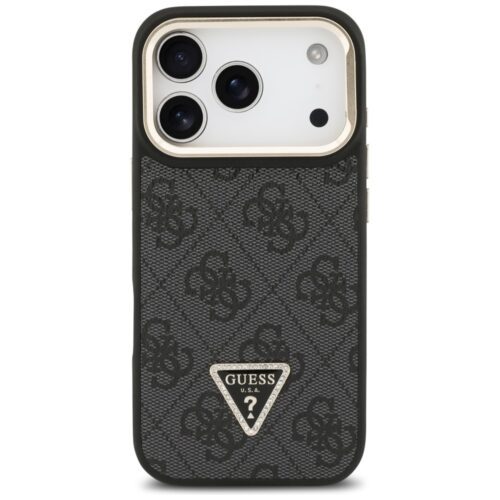 Tojás Guess 4G PU háromszög logó és állvány kamera Magsafe iPhone 17 Pro fekete - Image 2
