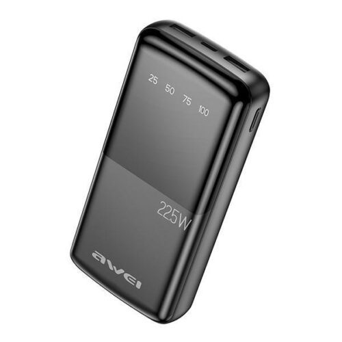 AWEI P13K PowerBank 20000mAh 22.5W digitális kijelzővel - fekete