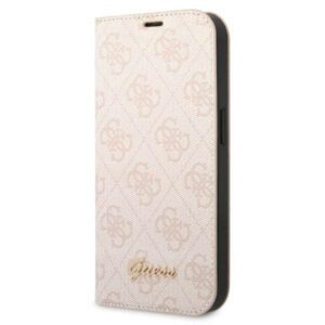 Guess GUBKP14SHG4SHP iPhone 14 6.1" rózsaszín könyvtok 4G szüreti arany logóval