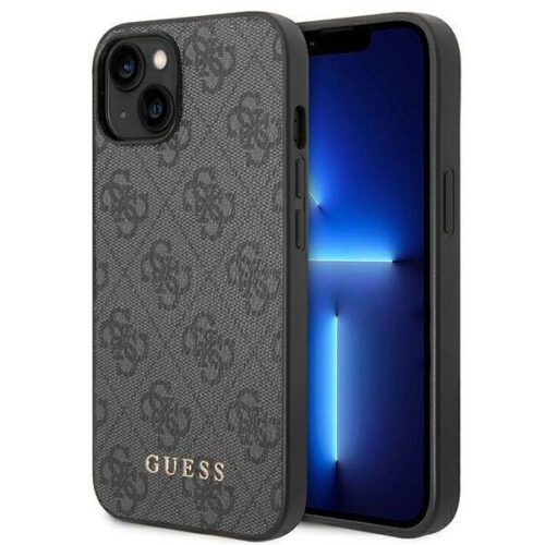 Guess GUHCP14SG4GFGR iPhone 14 6.1" szürke keménytok 4G fém arany logó