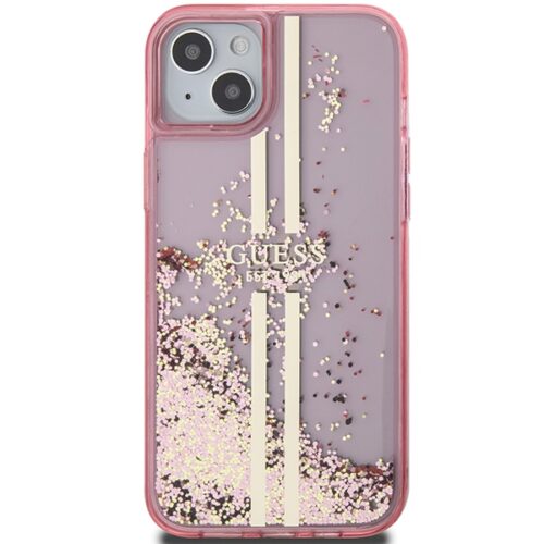 Guess GUHCP15MLFCSEGP iPhone 15 Plus 6.7" rózsaszín keménytok Liquid Glitter Gold Stripes - Image 2
