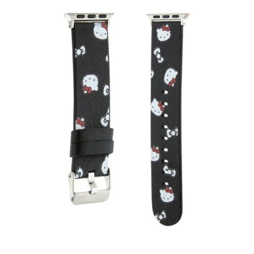 Hello Kitty óraszíj HKAWMPSAPSK Apple Watch 38/40/41mm-es fekete szíj Fej és masni minta - Image 2