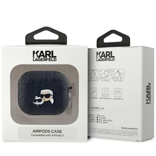 Karl Lagerfeld KLA3PGKCPK Monogram Karl & Choupette Head tok AirPods 3 - fekete - Image 2
