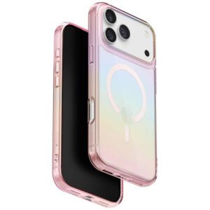 UNIQ Iridescia tok iPhone 17 Pro Max Magclick Charging rózsaszín prizma