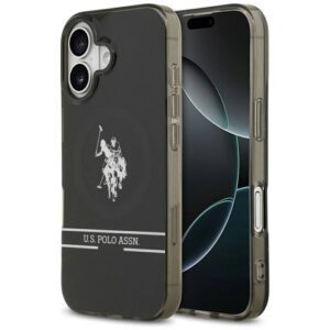 US Polo DH és alsó csíkos logó MagSafe tok iPhone 17 Fekete
