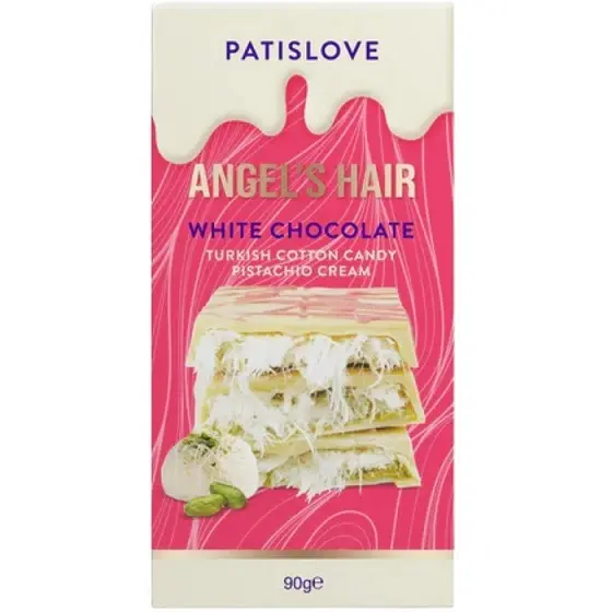 Patislove Angels Hair – Pisztáciás vattacukros fehércsokoládé különlegesség 90g