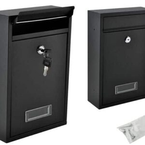 Biztonsági záras fém postaláda 2 kulccsal – fekete (WNDR6237)