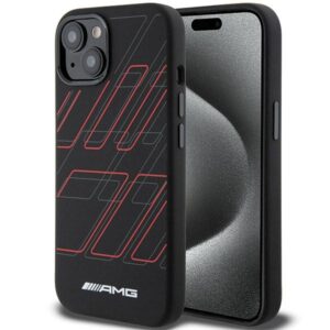 AMG AMHMP15S23SSPK iPhone 15 6.1" fekete keménytok szilikon nagyméretű rombuszmintával MagSafe