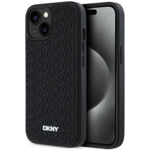 DKNY DKHCP15S3DRPWK 3D Rubber Repeat Pattern tok iPhone 15 - fekete