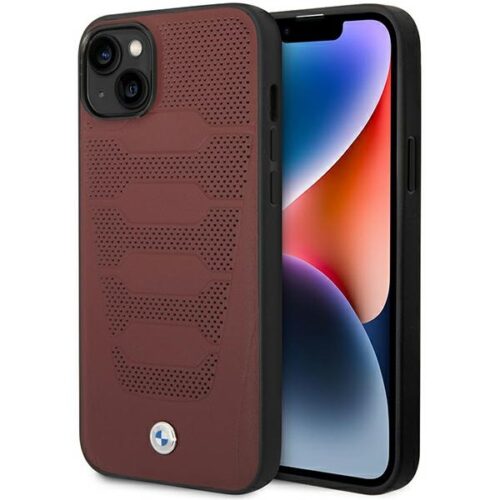 Etui BMW BMHCP14S22RPSR iPhone 14 6.1" bordó bőr ülésminta tok