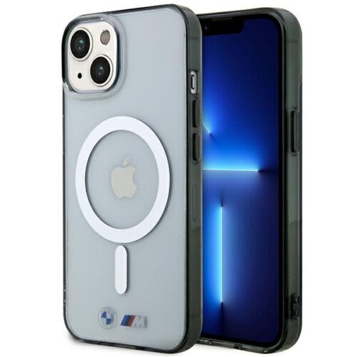 Etui BMW BMHMP14SHCRS iPhone 14 6.1" átlátszó keménytok Ezüst gyűrű MagSafe