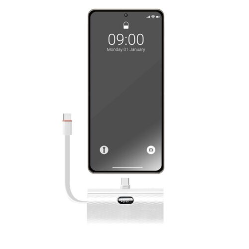 Forcell F-Energy Power Plug F5K3 Powerbank tápcsatlakozó 5000mAh Type-C csatlakozóval PD 20W - fehér