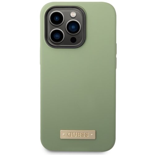 Guess GUHMP14XSBPLA iPhone 14 Pro Max 6.7" zöld/khaki keménytok Szilikon logós lemez MagSafe - Image 2