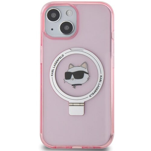 Karl Lagerfeld KLHMP15SHMRSCHP iPhone 15 6.1" rózsaszín keménytok gyűrűs állvány Choupette Head MagSafe - Image 2
