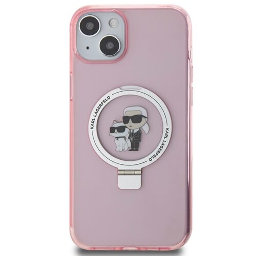 Karl Lagerfeld KLHMP15SHMRSKCP iPhone 15 6.1" rózsaszín keménytok gyűrűs állvány Karl&Choupettte MagSafe - Image 2
