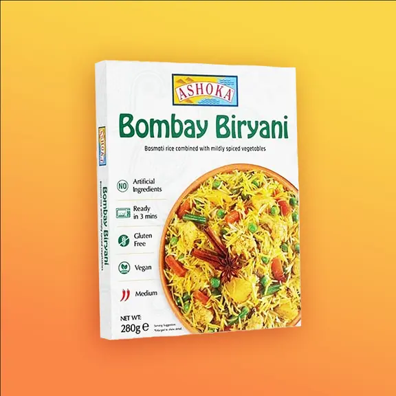 Ashoka instant bombay biryani – enyhén fűszerezett basmati rizs zöldségekkel - 280g