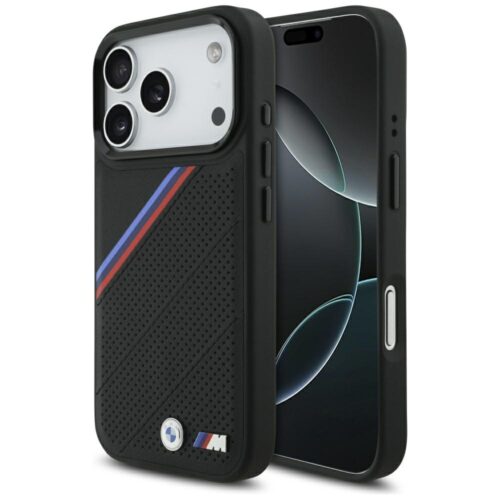 BMW M trikolor fém logó MagSafe tok iPhone 17 Pro fekete