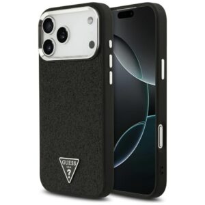 Guess tok Guess Glitter háromszög logó MagSafe iPhone 17 Pro Max-hoz fekete