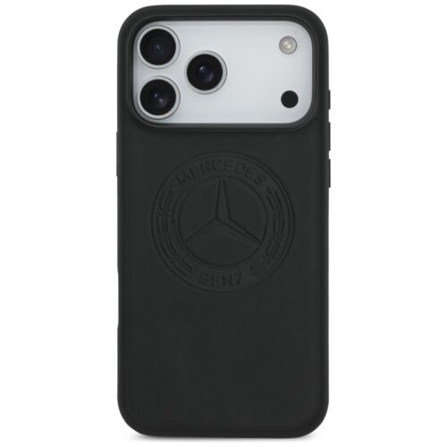 Mercedes bőr vintage logós MagSafe tok iPhone 17 Pro Max fekete - Image 2