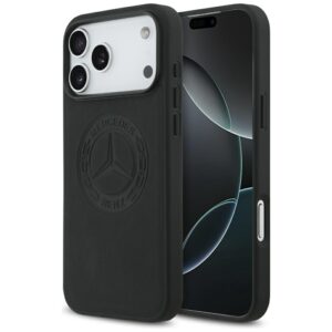 Mercedes bőr vintage logós MagSafe tok iPhone 17 Pro Max fekete
