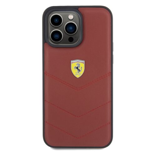 Ferrari FEHCP15XRDUR iPhone 15 Pro Max 6.7" piros keménytok bőr varrott vonalakkal - Image 2