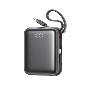 Joyroom JR-PBF27 10000mAh 22.5W Powerbank beépített USB-C és Lightning kábelekkel - fekete