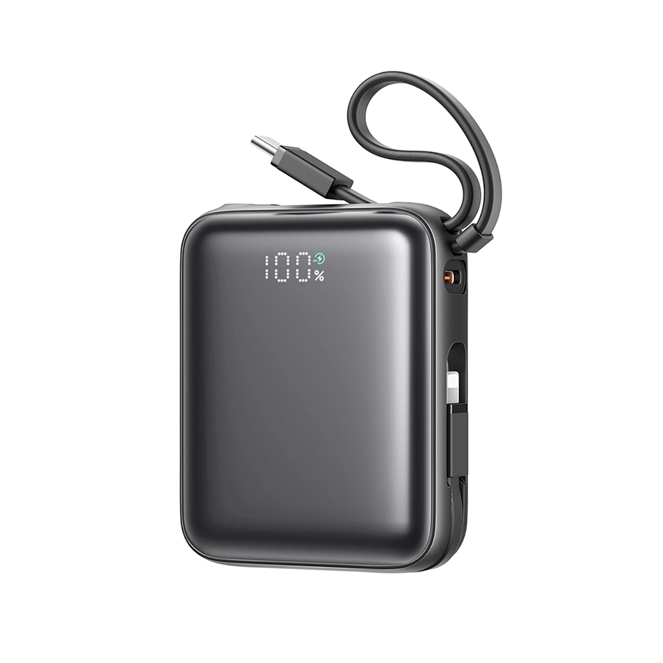 Joyroom JR-PBF27 10000mAh 22.5W Powerbank beépített USB-C és Lightning kábelekkel - fekete